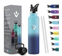 HoneyHolly Bouteille Isotherme 1L, étanche sans BPA, Gourde Isotherme, Double Paroi, Bouteille, 18/8 Acier Inoxydable, Gourde INOX, avec Paille, Termos pour Sport, Randonnée, École, Bureau