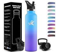 HoneyHolly Bouteille Isotherme 1L, étanche sans BPA, Gourde Isotherme, Double Paroi, Bouteille, 18/8 Acier Inoxydable, Gourde INOX, avec Paille, Termos pour Sport, Randonnée, École, Bureau