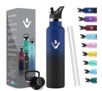 HoneyHolly Bouteille Isotherme 1L, étanche sans BPA, Gourde Isotherme, Double Paroi, Bouteille, 18/8 Acier Inoxydable, Gourde INOX, avec Paille, Termos pour Sport, Randonnée, École, Bureau