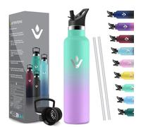 HoneyHolly Bouteille Isotherme 1L, étanche sans BPA, Gourde Isotherme, Double Paroi, Bouteille, 18/8 Acier Inoxydable, Gourde INOX, avec Paille, Termos pour Sport, Randonnée, École, Bureau