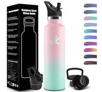 HoneyHolly Bouteille Isotherme 1L, étanche sans BPA, Gourde Isotherme, Double Paroi, Bouteille, 18/8 Acier Inoxydable, Gourde INOX, avec Paille, Termos pour Sport, Randonnée, École, Bureau