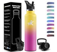 HoneyHolly Bouteille Isotherme 1L, étanche sans BPA, Gourde Isotherme, Double Paroi, Bouteille, 18/8 Acier Inoxydable, Gourde INOX, avec Paille, Termos pour Sport, Randonnée, École, Bureau