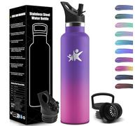 HoneyHolly Bouteille Isotherme 1L, étanche sans BPA, Gourde Isotherme, Double Paroi, Bouteille, 18/8 Acier Inoxydable, Gourde INOX, avec Paille, Termos pour Sport, Randonnée, École, Bureau