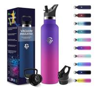 HoneyHolly Bouteille Isotherme 1L, étanche sans BPA, Gourde Isotherme, Double Paroi, Gourde Metal, 18/8 Acier Inoxydable, Gourde Inox, avec Paille, Bouteille d'eau pour Sport, Randonnée, Bureau