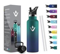 HoneyHolly Bouteille Isotherme 500ml, Gourde INOX avec Paille, Bouteille d'eau sans BPA, Réutilisable, Anti-Fuite, Isolation sous Vide en Acier Inoxydable à Double Paroi, pour Enfants, Adultes, Sport