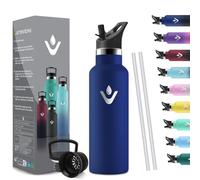 HoneyHolly Bouteille Isotherme 500ml, Gourde INOX avec Paille, Bouteille d'eau sans BPA, Réutilisable, Anti-Fuite, Isolation sous Vide en Acier Inoxydable à Double Paroi, pour Enfants, Adultes, Sport