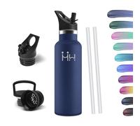 HoneyHolly Bouteille Isotherme 500ml, Gourde INOX avec Paille, Bouteille d'eau sans BPA, Réutilisable, Anti-Fuite, Isolation sous Vide en Acier Inoxydable à Double Paroi, pour Enfants, Adultes, Sport