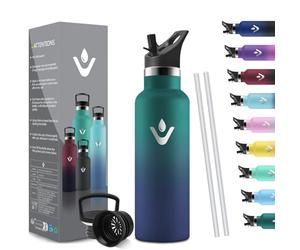HoneyHolly Bouteille Isotherme 500ml, Gourde INOX avec Paille, Bouteille d'eau sans BPA, Réutilisable, Anti-Fuite, Isolation sous Vide en Acier Inoxydable à Double Paroi, pour Enfants, Adultes, Sport