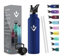 HoneyHolly Bouteille Isotherme - 750ml Gourde Isotherme avec Isolation par Double Paroi Gourde, Bouteille INOX Anti Fuite Reutilisable sans BPA, avec Paille, Termos pour Sport, Gym, Randonnée