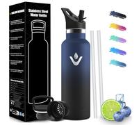 Honeyholly Bouteille Isotherme, Sans BPA, Gourde Isotherme 750 Ml, Double Paroi Étanche, Gourde Avec Paille, Reutilizable, Water Bottle, Bouteille Isotherme Pour Le Camping, Les Gymnases, Bureau