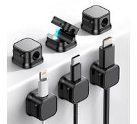 HoneyHolly Clips Câble, Lot de 6 pour Organisateur de Câble, Auto-adhésifs, Support Câble de Charge, Magnétique, Accroche Câble pour Bureau, Table de Chevet, USB, HDMI et Câbles Audio