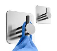 HoneyHolly Crochet Adhesif Mural, 2 Pièces Porte Serviette Salle de Bain, Acier Inoxydable Renforcé, Accroche Torchon Cuisine, Sans Perçage, Patere pour Toilette, Bureau