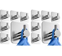 HoneyHolly Crochet Adhesif Mural, 6 Pièces Porte Serviette Salle de Bain, Acier Inoxydable Renforcé, Accroche Torchon Cuisine, Sans Perçage, Patere pour Toilette, Bureau (Lot de 2)