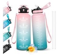 HoneyHolly Gourde, 1.5L Bouteille, Gourde Sport avec Paille, Gourde Motivation avec Marqueur de Temps, Bouteille d'eau, Étanche, Bouteille d'eau pour Randonnée, Camping, Fitness, Cyclisme