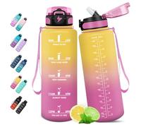 HoneyHolly Gourde, 1.5L Bouteille, Gourde Sport avec Paille, Gourde Motivation avec Marqueur de Temps, Bouteille d'eau, Étanche, Bouteille d'eau pour Randonnée, Camping, Fitness, Cyclisme