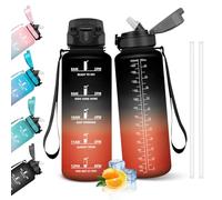 HoneyHolly Gourde, 1.5L Bouteille, Gourde Sport avec Paille, Gourde Motivation avec Marqueur de Temps, Bouteille d'eau, Étanche, Bouteille d'eau pour Randonnée, Camping, Fitness, Cyclisme