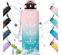 HoneyHolly Gourde, 1.5L Bouteille, Gourde Sport avec Paille, Gourde Motivation avec Marqueur de Temps, Bouteille d'eau, Étanche, Bouteille d'eau pour Randonnée, Camping, Fitness, Cyclisme
