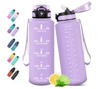 HoneyHolly Gourde, 1.5L Bouteille, Gourde Sport avec Paille, Gourde Motivation avec Marqueur de Temps, Bouteille d'eau, Étanche, Bouteille d'eau pour Randonnée, Camping, Fitness, Cyclisme