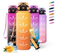 HoneyHolly Gourde, 1.5L Bouteille, Gourde Sport avec Paille, Water Bottle Motivation avec Marqueur de Temps, Water Bottle, Étanche, Bouteille d'eau pour Randonnée, Camping, Fitness, Cyclisme