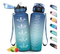 HoneyHolly Gourde 1,5L, Gourde avec Paille, Bouteille Adaptée aux Boissons Gazeuses, Water Bottle Paille Adulte, avec Marquage du Temps, Étanche et sans BPA, Bouteille d'eau pour Sport, Bureau