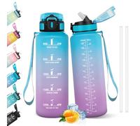 HoneyHolly Gourde, 1.5L, Gourde Sport avec Paille, Water Bottle Motivation avec Marqueur de Temps, Bouteille, Étanche, Bouteille d'eau pour Randonnée, Camping, Fitness, Cyclisme