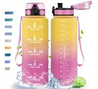 HoneyHolly Gourde, 1,5L, Gourde Sport, Gourde Filtre et Marqueur de Temps, Sans BPA, Bouteille d'eau pour Sport, Fitness, Yoga, L'école, Bureau