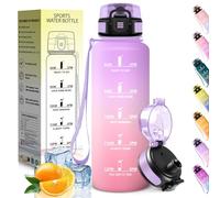 HoneyHolly Gourde 1,5L, Motivant et Étanche, Bouteille Sport, sans BPA, Bouteille D'eau, Marqueur Horaire, Gourde Graduée pour La Salle de Sport, Le Travail, Le Camping, La Randonnée, Water Bottle