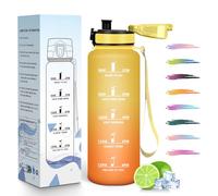HoneyHolly Gourde 1,5L, Motivant et Étanche, Water Bottle, Réutilisable, Bouteille, Marqueur Horaire, Gourde Graduée pour La Salle de Sport, Le Travail, Le Camping, La Randonnée, Bouteille D'eau