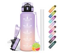 HoneyHolly Gourde, 1.5L Sans BPA, Gourde Sport avec Paille, Bouteille Motivation avec Marqueur de Temps, Bouteille d'eau, Étanche, Water Bottle pour Randonnée, Camping, Fitness, Cyclisme