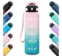 HoneyHolly Gourde 1L, Étanche & Réutilisable, Gourde Sport, Anti-fuite Bouteille, Motivation avec Filtre, Gourdes, Bouteille d'eau, pour Gym, Enfant, Adulte, École, Bureau, Yoga, Camping