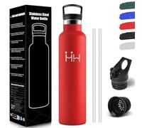 HoneyHolly Gourde 1L, étanche sans BPA, Bouteille Isotherme, Double Paroi, Gourde Paille, 18/8 Acier Inoxydable, Water Bottle, Réutilisable, Bouteille d'eau pour Sport, Randonnée, Bureau