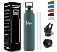 HoneyHolly Gourde 1L, étanche sans BPA, Bouteille Isotherme, Double Paroi, Gourde Paille, 18/8 Acier Inoxydable, Water Bottle, Réutilisable, Bouteille d'eau pour Sport, Randonnée, Bureau