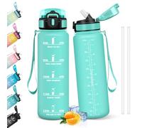 HoneyHolly Gourde 1l, Étanches, Gourde Paille, sans BPA & Réutilisable, Bouteille, Motivation Bouteille d'eau, Avec Marqueur de Temps, Water Bottle pour Gym, Ecole, Cyclisme, Plein air, Sport