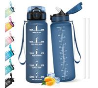 HoneyHolly Gourde 1l, Étanches, Gourde Paille, sans BPA & Réutilisable, Bouteille, Motivation Bouteille d'eau, Avec Marqueur de Temps, Water Bottle pour Gym, Ecole, Cyclisme, Plein air, Sport