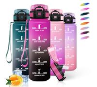 HoneyHolly Gourde 1l, Étanches, Gourde Paille, sans BPA & Réutilisable, Bouteille, Motivation Bouteille d'eau, Avec Marqueur de Temps, Water Bottle pour Gym, Ecole, Cyclisme, Plein air, Sport