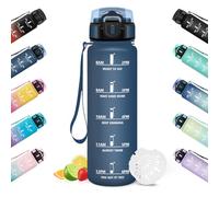 HoneyHolly Gourde 1L, Réutilisable, Gourde Sport, Marqueur Horaire, Bouteille Eau, Étanche, Portable, Water Bottle pour Salle de Sport, Vélo, Bureau, Extérieur, École