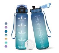 HoneyHolly Gourde 1L, Réutilisable, Gourde Sport, Marqueur Horaire, Bouteille, Étanche, Portable, Gourde Graduée pour Salle de Sport, Vélo, Bureau, Extérieur, École, Bouteille Eau
