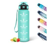 HoneyHolly Gourde 1L, Réutilisable, Water Bottle, Marqueur Horaire, Bouteille, Étanche, Portable, Gourde Graduée pour Salle de Sport, Vélo, Bureau, Extérieur, École, Bouteille Eau