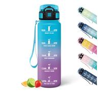 HoneyHolly Gourde 1L, Réutilisable, Water Bottle, Marqueur Horaire, Bouteille, Étanche, Portable, Gourde Graduée pour Salle de Sport, Vélo, Bureau, Extérieur, École, Bouteille Eau