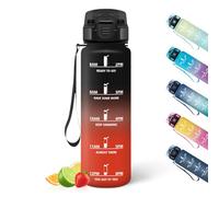 HoneyHolly Gourde 1L, Réutilisable, Water Bottle, Marqueur Horaire, Bouteille, Étanche, Portable, Gourde Graduée pour Salle de Sport, Vélo, Bureau, Extérieur, École, Bouteille Eau