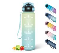 HoneyHolly Gourde 1L, Réutilisable, Water Bottle, Marqueur Horaire, Bouteille, Étanche, Portable, Gourde Graduée pour Salle de Sport, Vélo, Bureau, Extérieur, École, Bouteille Eau