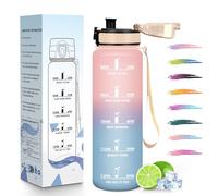 HoneyHolly Gourde 1L, Réutilisable, Water Bottle Sport, Marqueur Horaire, Bouteille, Étanche, Portable, Gourde Graduée pour Salle de Sport, Vélo, Bureau, Extérieur, École, Bouteille Eau, Water Bottle