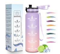 HoneyHolly Gourde 1L, Réutilisable, Water Bottle Sport, Marqueur Horaire, Bouteille, Étanche, Portable, Gourde Graduée pour Salle de Sport, Vélo, Bureau, Extérieur, École, Bouteille Eau, Water Bottle