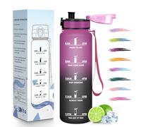 HoneyHolly Gourde 1L, Réutilisable, Water Bottle Sport, Marqueur Horaire, Bouteille, Étanche, Portable, Gourde Graduée pour Salle de Sport, Vélo, Bureau, Extérieur, École, Bouteille Eau, Water Bottle