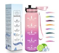 HoneyHolly Gourde 1L, Réutilisable, Water Bottle Sport, Marqueur Horaire, Bouteille, Étanche, Portable, Gourde Graduée pour Salle de Sport, Vélo, Bureau, Extérieur, École, Bouteille Eau, Water Bottle