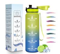 HoneyHolly Gourde 1L, Réutilisable, Water Bottle Sport, Marqueur Horaire, Bouteille, Étanche, Portable, Gourde Graduée pour Salle de Sport, Vélo, Bureau, Extérieur, École, Bouteille Eau, Water Bottle