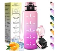 HoneyHolly Gourde 1L, sans BPA, Bouteille Sport, Marqueur Horaire, Bouteille, Étanche, Portable, Gourde Graduée pour Salle de Sport, Vélo, Bureau, Extérieur, École, Water Bottle