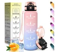 HoneyHolly Gourde 1L, sans BPA, Bouteille Sport, Marqueur Horaire, Bouteille, Étanche, Portable, Gourde Graduée pour Salle de Sport, Vélo, Bureau, Extérieur, École, Water Bottle
