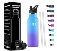 HoneyHolly Gourde Enfant 500 ML, Gourde Paille, Bouteille Isotherme sans BPA, Réutilisable, Anti-Fuite, Isolation sous Vide en Acier Inoxydable à Double Paroi, Water Bottle pour Enfants, Adultes