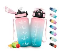 HoneyHolly Gourde Enfant 500 Ml, sans BPA, Water Bottle avec Paille, Anti-fuite, Bouteille d'eau Motivante avec Marqueur de Temps, Gourde Graduée, Bouteille pour Gymnase, École, Cyclisme